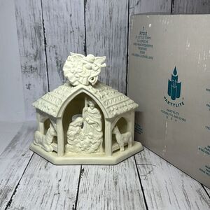 Nativity Tea Light Candle‎ Holder O Little Town Bisque Porcelain PartyLite P7312